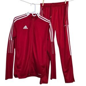 Mens Adidas Track Suit Size Small Red Prime Green White Stripe Athletic Jacket